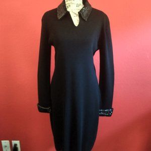 ADRIENNE VITTADINI BLACK WOOL BLEND COCKTAIL DRESS SIZE M